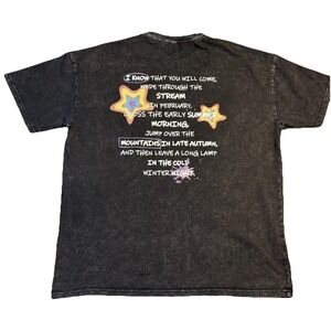 Acid Wash Graphic T Shirt XL Black Star Print Streetwear Grunge Y2K Fade Tee